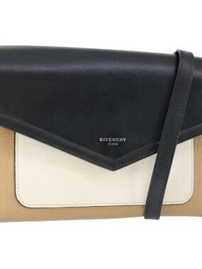 Authentic GIVENCHY Shoulder Bag Leather Black Silver